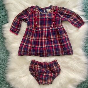 EGG New York Festive Plaid Baby Dress with Matching Diaper Cover | Size 6M